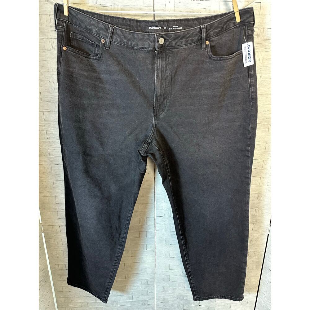 Old Navy Womens Jeans Black Mid Rise OG straight casual denim Goth plus size